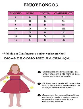 Vestido Infantil Rosa em Poliéster com Saia Branca e Renda Delicada para Festa de Aniversário