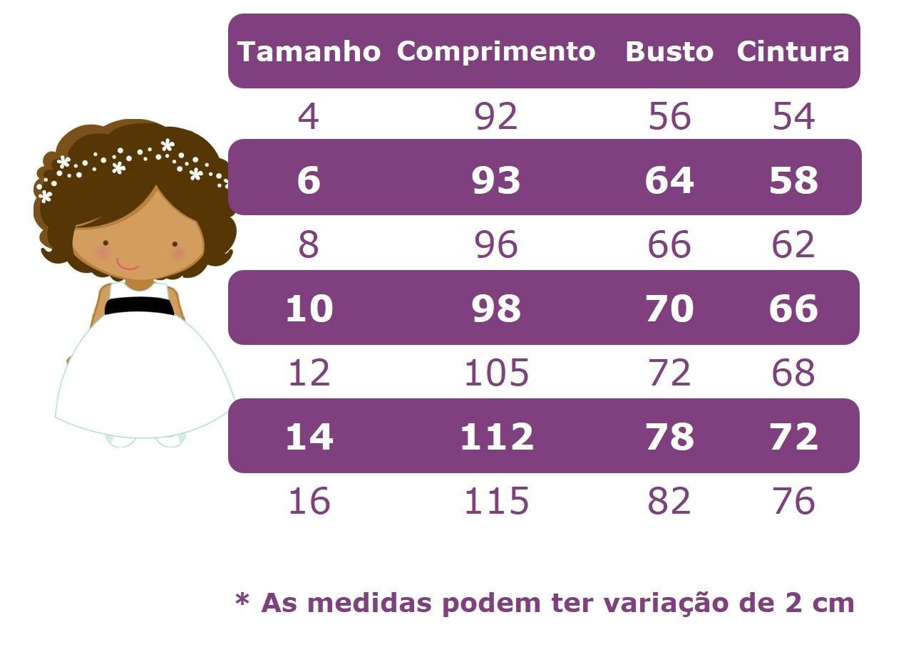 Vestido Infantil Damas de Honra Longo Lilás Pérolas e Strass