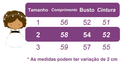 Vestido Infantil Branco em Algodão com Poá e Cinto de Strass para Festa de Aniversário