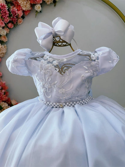 Vestido Infantil Branco Damas Honra Casamento Renda Pérola