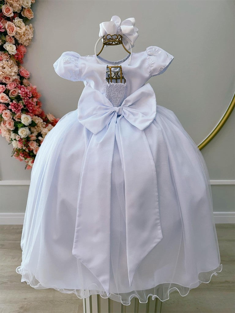 Vestido Infantil Branco Damas Honra Casamento Renda Pérola