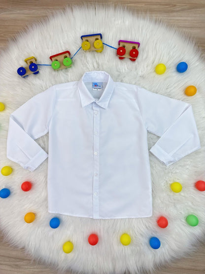 Conjunto Social Infantil Branco em Poliéster com Camisa Clássica para Casamento