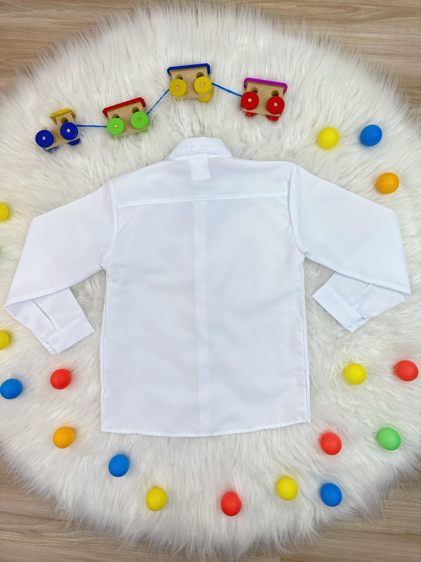 Conjunto Social Infantil Branco em Poliéster com Camisa Clássica para Casamento