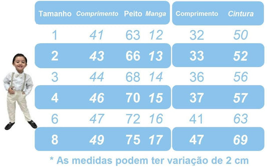 Conjunto Social Infantil Branco em Algodão com Short Cinza e Gravata Borboleta para Festa