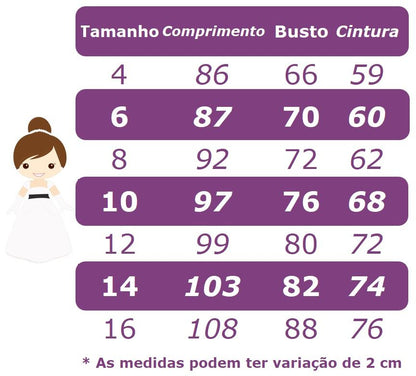 Vestido Infantil Branco em Maquinetado Luxo com Saia Longa para Damas