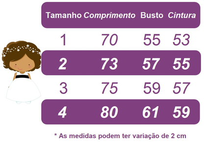 Vestido Infantil Branco em Renda com Saia Rodada para Daminhas