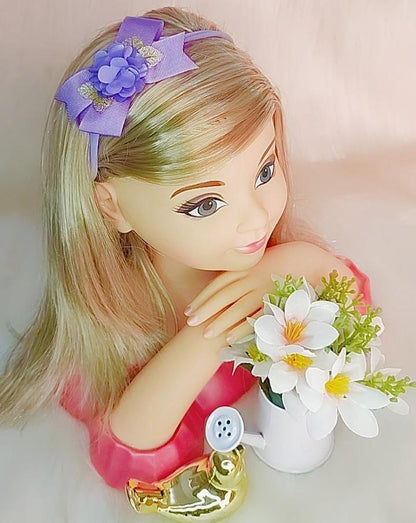 Faixa de Cabelo Bebê Dourada em Meia de Seda com Aplique de Flor para Estilo Ro