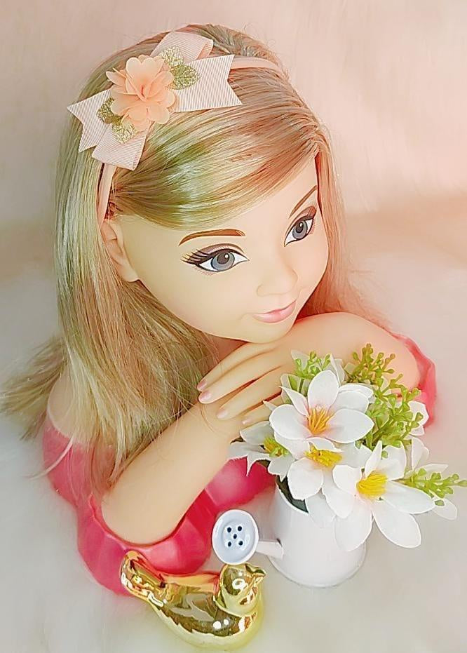 Faixa de Cabelo Bebê Dourada em Meia de Seda com Aplique de Flor para Estilo Ro