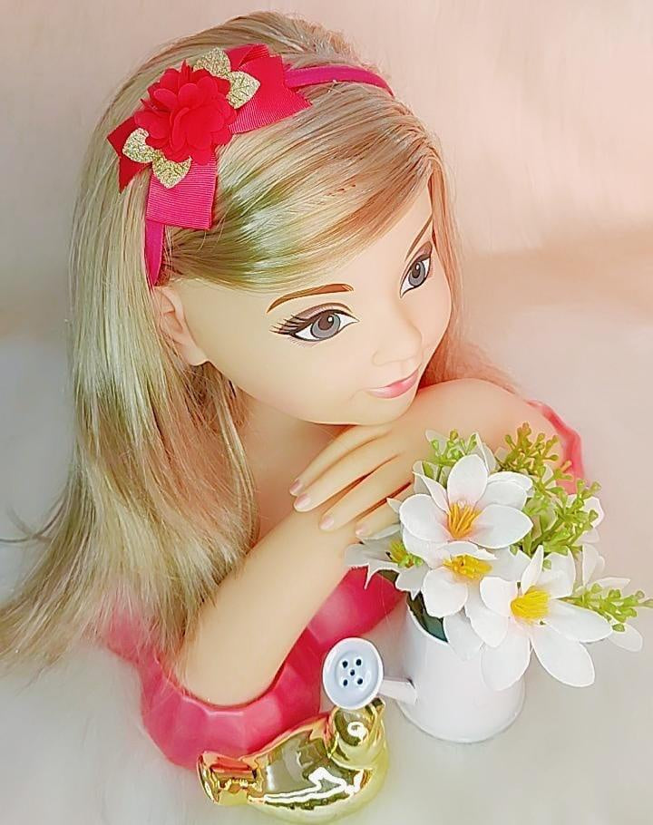 Faixa de Cabelo Bebê Dourada em Meia de Seda com Aplique de Flor para Estilo Ro