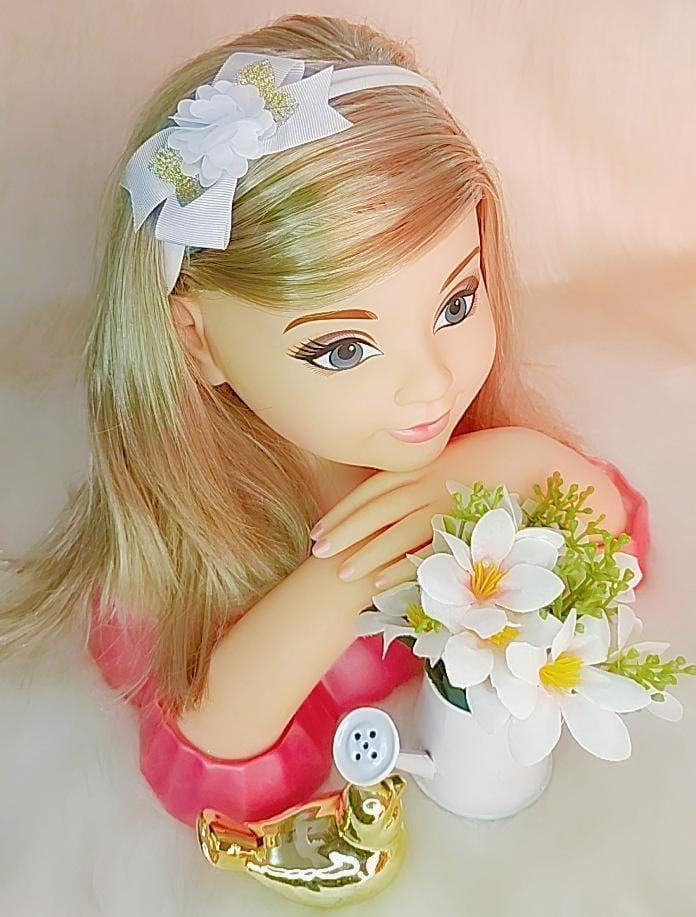 Faixa de Cabelo Bebê Dourada em Meia de Seda com Aplique de Flor para Estilo Ro