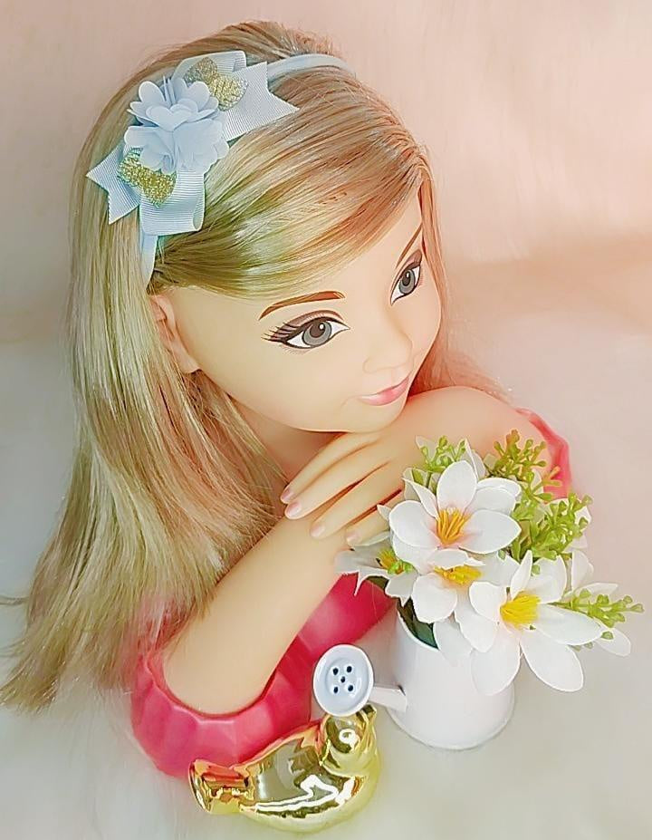 Faixa de Cabelo Bebê Dourada em Meia de Seda com Aplique de Flor para Estilo Ro