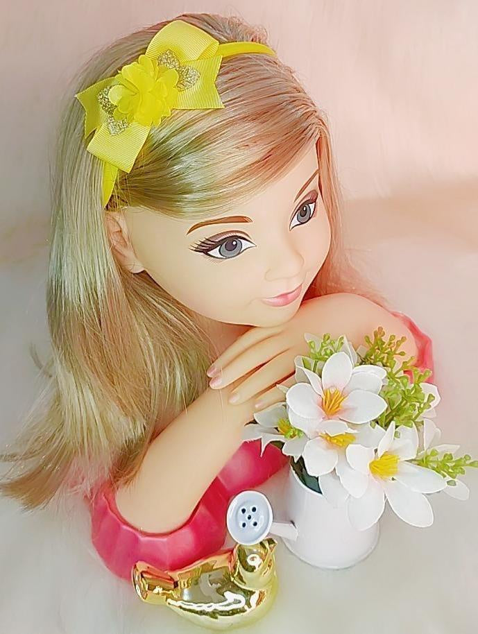 Faixa de Cabelo Bebê Dourada em Meia de Seda com Aplique de Flor para Estilo Ro