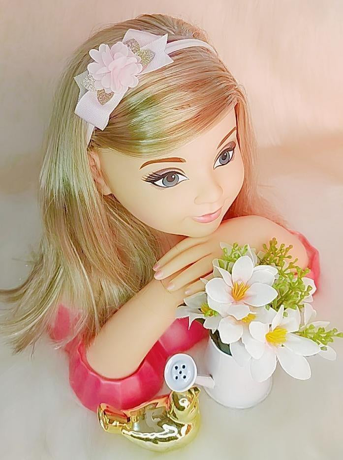 Faixa de Cabelo Bebê Dourada em Meia de Seda com Aplique de Flor para Estilo Ro