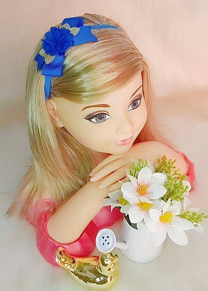 Faixa de Cabelo Bebê Dourada em Meia de Seda com Aplique de Flor para Estilo Ro