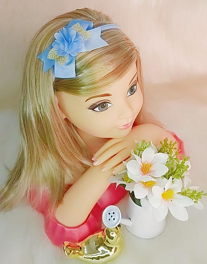 Faixa de Cabelo Bebê Dourada em Meia de Seda com Aplique de Flor para Estilo Ro