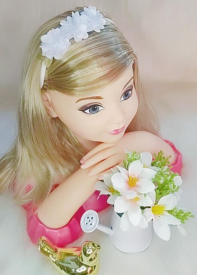 Faixinha de Cabelo Bebê Dourada em Meia de Seda com Apliques de Flores para Dam