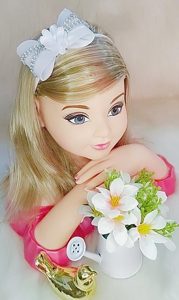 Faixinha de Cabelo Bebê Rosa em Meia de Seda com Laço Florzinha e Strass para Estilo Princesa