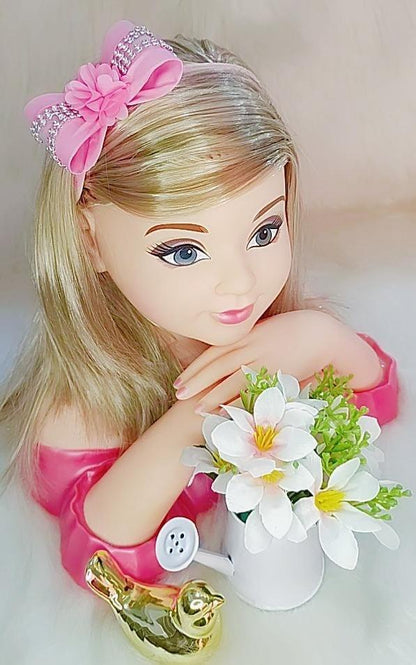 Faixinha de Cabelo Bebê Rosa em Meia de Seda com Laço Florzinha e Strass para Estilo Princesa