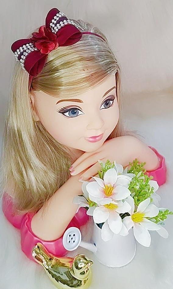 Faixinha de Cabelo Bebê Rosa em Meia de Seda com Laço Florzinha e Strass para Estilo Princesa