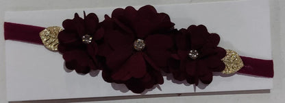 Faixinha de Cabelo Bebê Rosa em Cetim com Laço em Strass e Florzinha para Esti