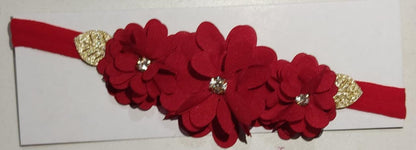 Faixinha de Cabelo Bebê Rosa em Cetim com Laço em Strass e Florzinha para Esti