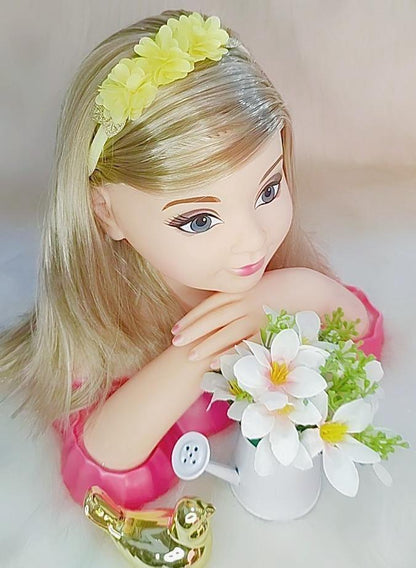 Faixinha de Cabelo Bebê Dourada em Meia de Seda com Apliques de Flores para Dam