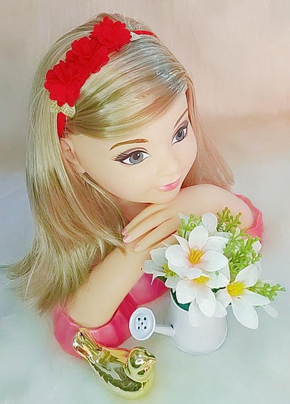 Faixinha de Cabelo Bebê Dourada em Meia de Seda com Apliques de Flores para Dam