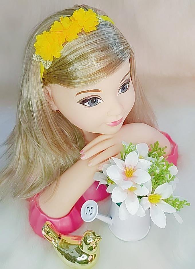 Faixinha de Cabelo Bebê Dourada em Meia de Seda com Apliques de Flores para Dam