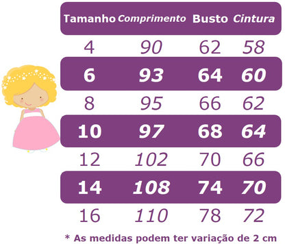 Vestido Infantil Damas de Honra Longo Rosa Pérolas Luxo