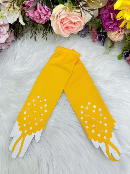 Luva Infantil Luxo Rosa em Cetim com Detalhes Elegantes para Festa de Aniversár