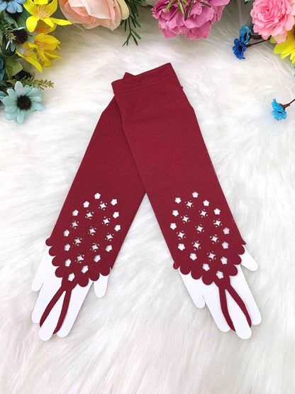 Luva Infantil Luxo Rosa em Cetim com Detalhes Elegantes para Festa de Aniversár