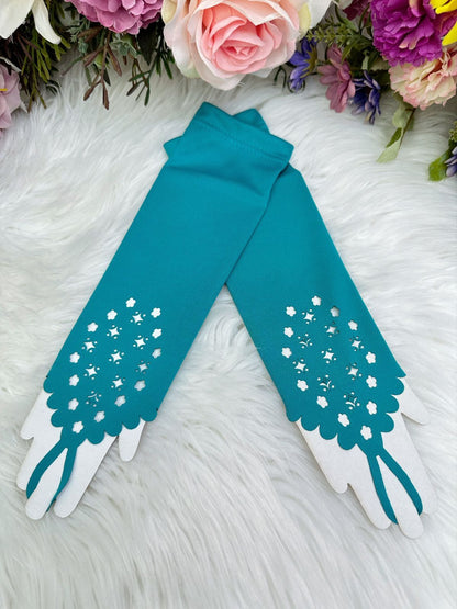 Luva Infantil Luxo Rosa em Cetim com Detalhes Elegantes para Festa de Aniversár