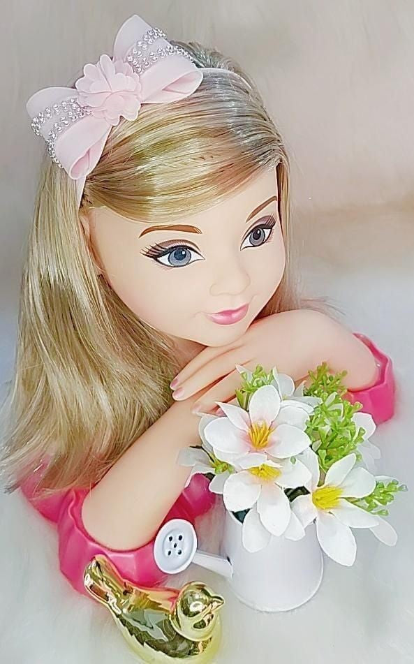 Faixinha de Cabelo Bebê Rosa em Meia de Seda com Laço Florzinha e Strass para Estilo Princesa