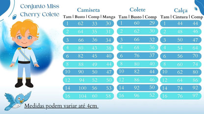 Conjunto Social Infantil Azul Serenity em Twill com Camisa Branca e Gravata Borboleta para Casamento