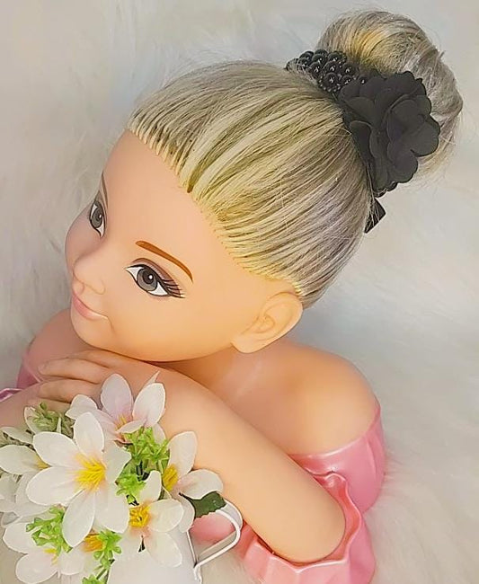 Porta Coque Infantil Preto com Pérolas e Detalhes Florais para Estilo Princesa