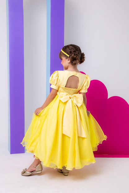 Vestido Infantil/Fantasia Longo Princesa Amarelo Encantador