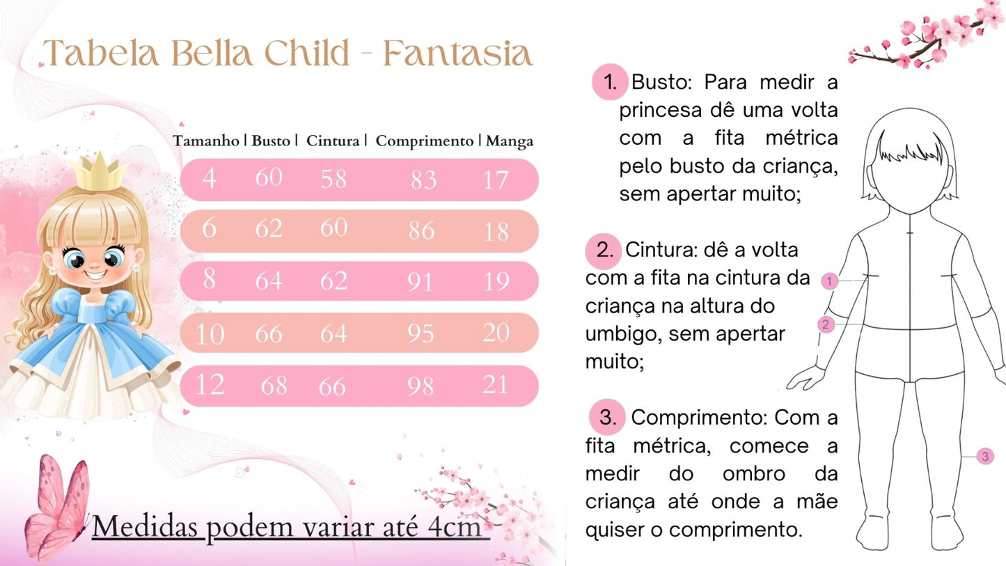 Vestido Infantil/Fantasia Longo Princesa Amarelo Encantador