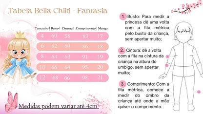 Vestido Infantil/Fantasia Longo Princesa Amarelo Encantador