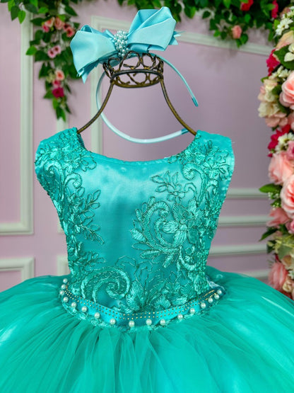 Vestido Infantil Confortável Verde Tiffany