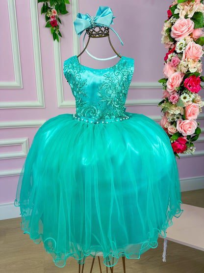 Vestido Infantil Confortável Verde Tiffany