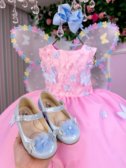 Vestido Marie Jardim das Borboletas Rosa Bebe