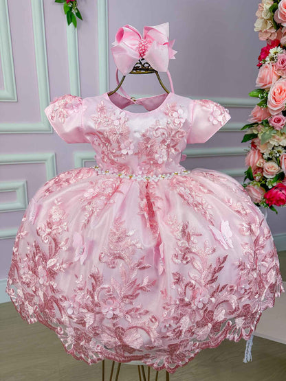 Vestido Marie Jardim Encantado Realeza Rosa Bebe