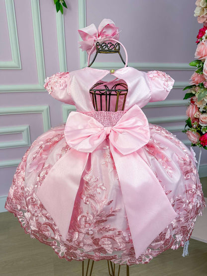 Vestido Marie Jardim Encantado Realeza Rosa Bebe