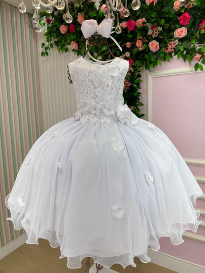 Vestido Infantil Regata Flores Brancas
