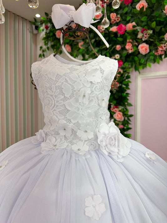 Vestido Infantil Regata Flores Brancas