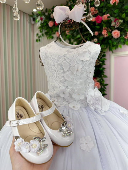 Vestido Infantil Regata Flores Brancas