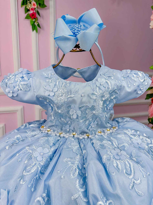 Vestido Marie Jardim Encantado Realeza Azul Bebe