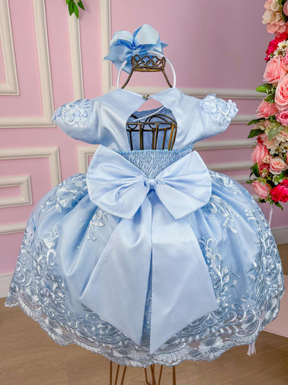 Vestido Marie Jardim Encantado Realeza Azul Bebe