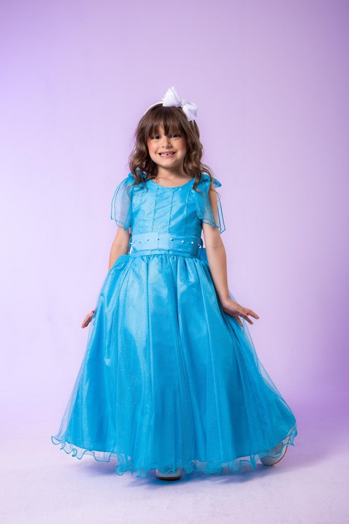 Vestido Longo Mel Azul Tiffany Para Festas Infantis