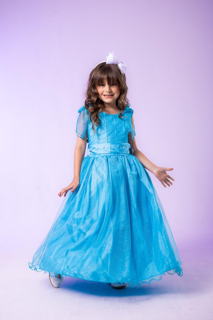 Vestido Longo Mel Azul Tiffany Para Festas Infantis